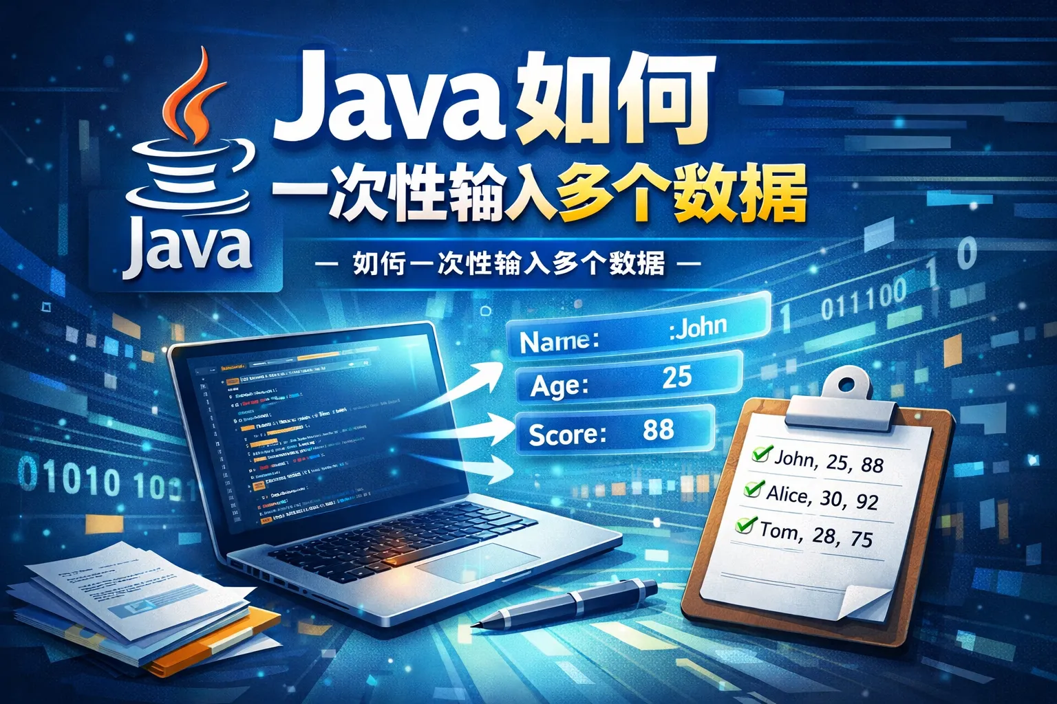 java如何一次性输入多个数据