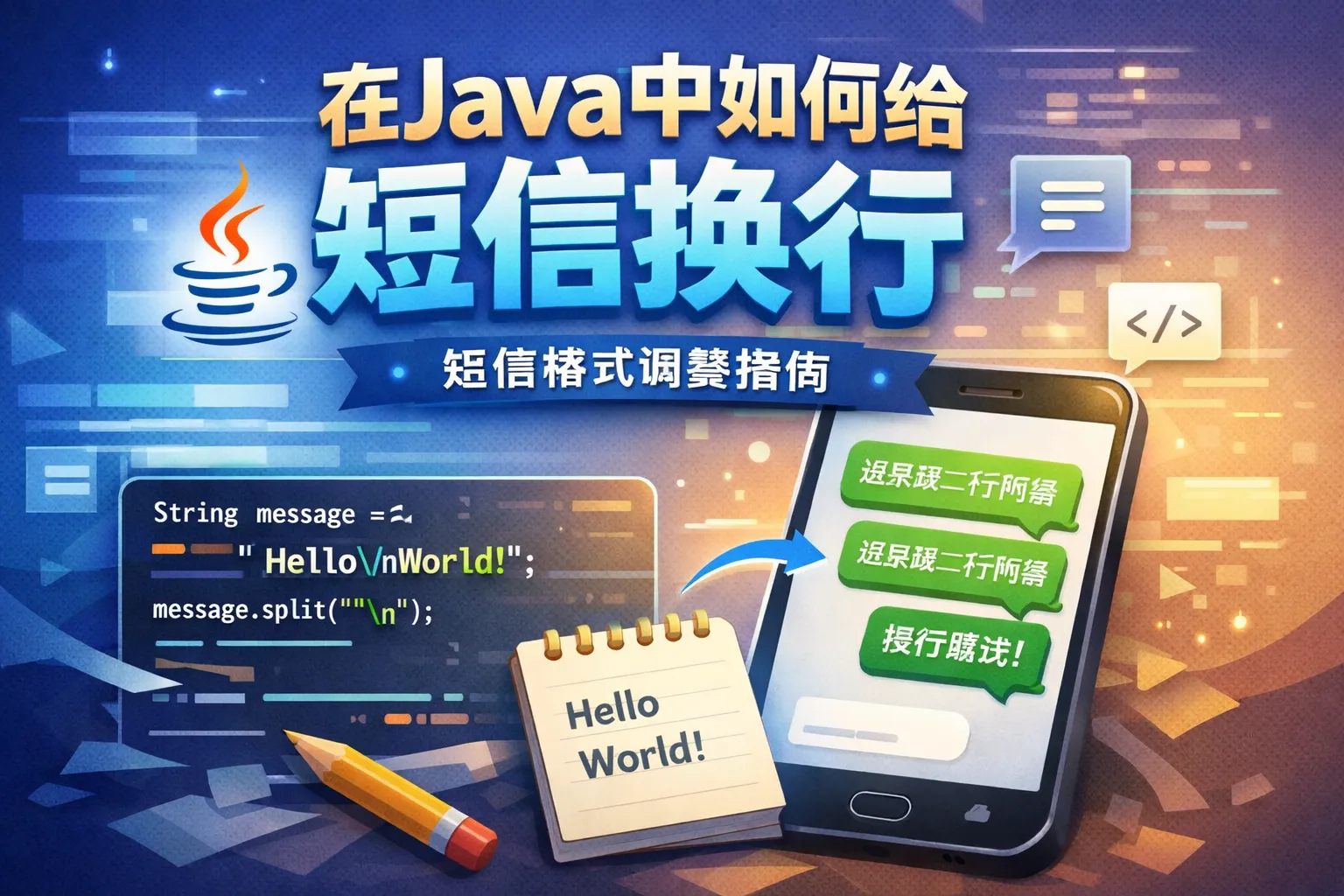 在java中如何给短信换行