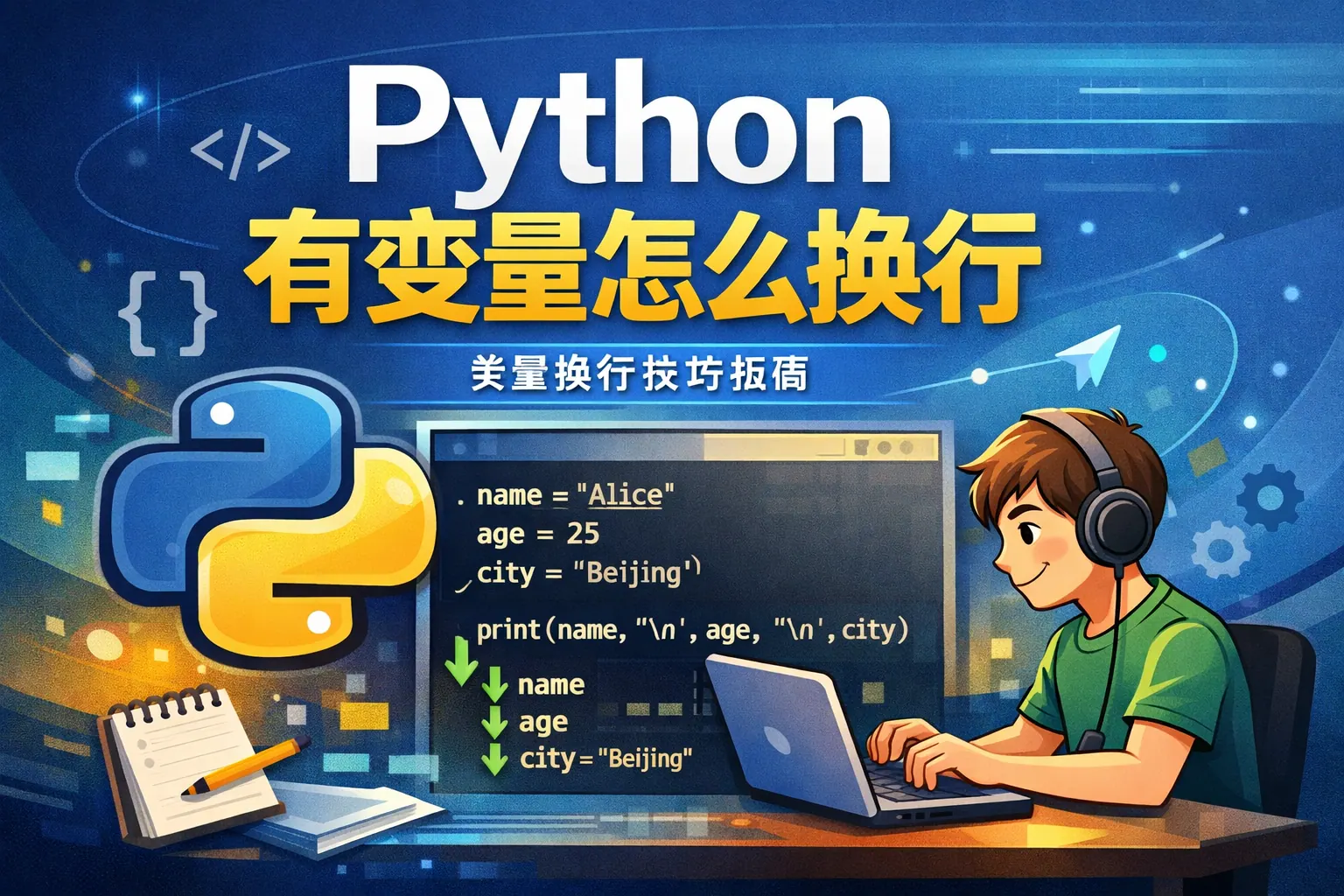 python有变量怎么换行