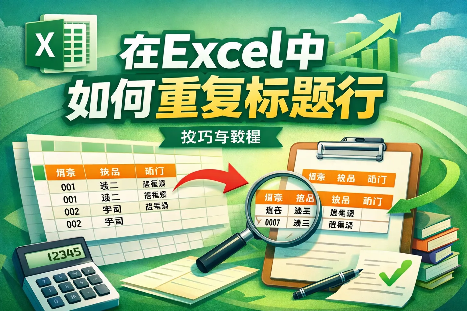 在excel中如何重复标题行