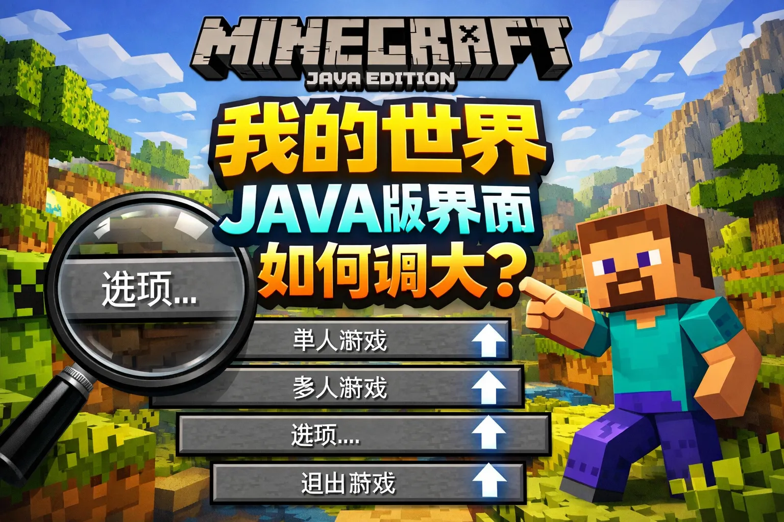 我的世界java版界面如何调大