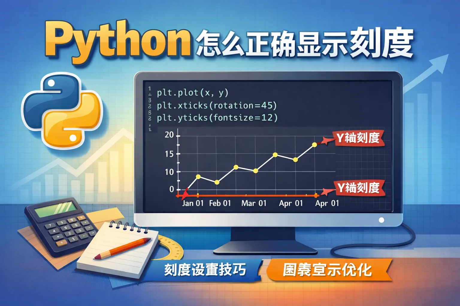 python怎么正确显示刻度
