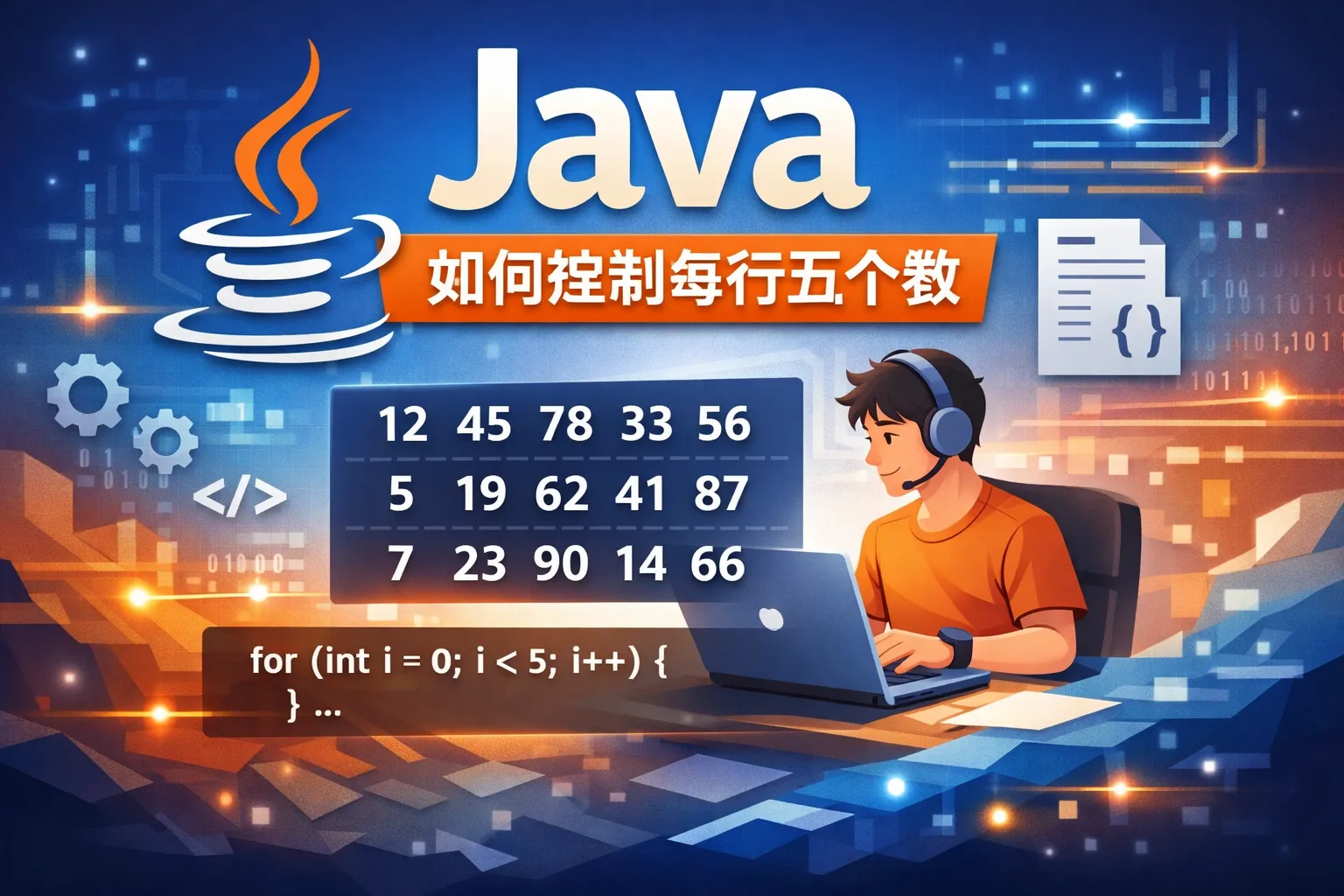 java如何控制每行五个数