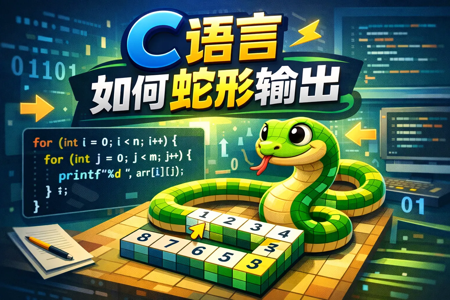 c语言如何蛇形输出