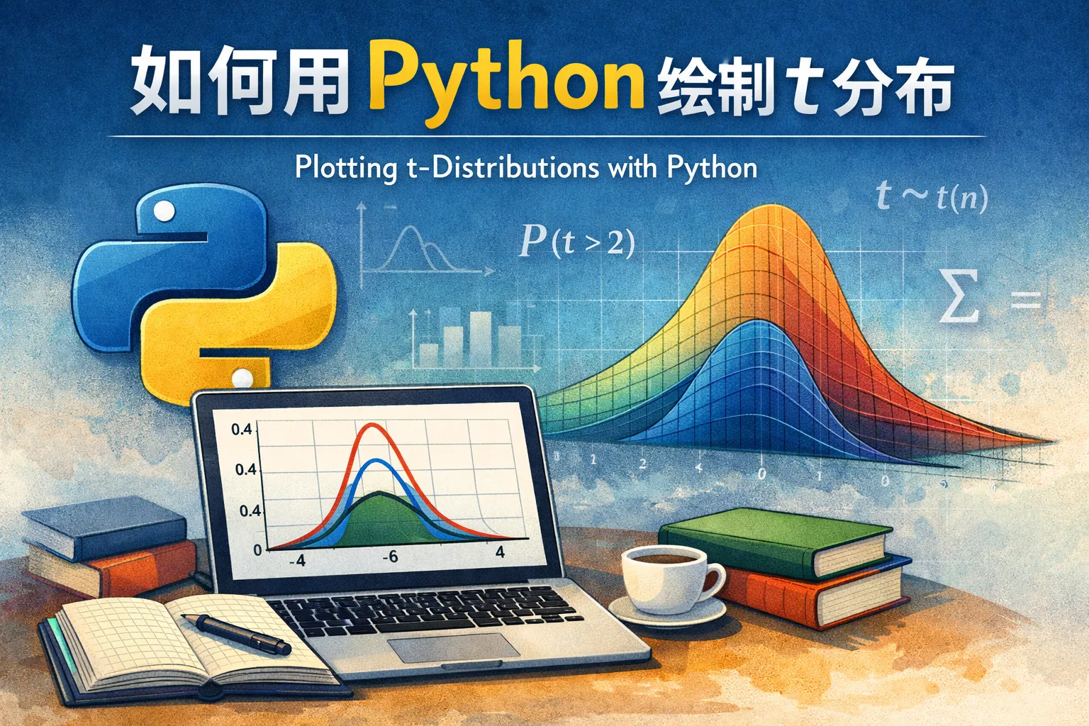 如何用python绘制t分布