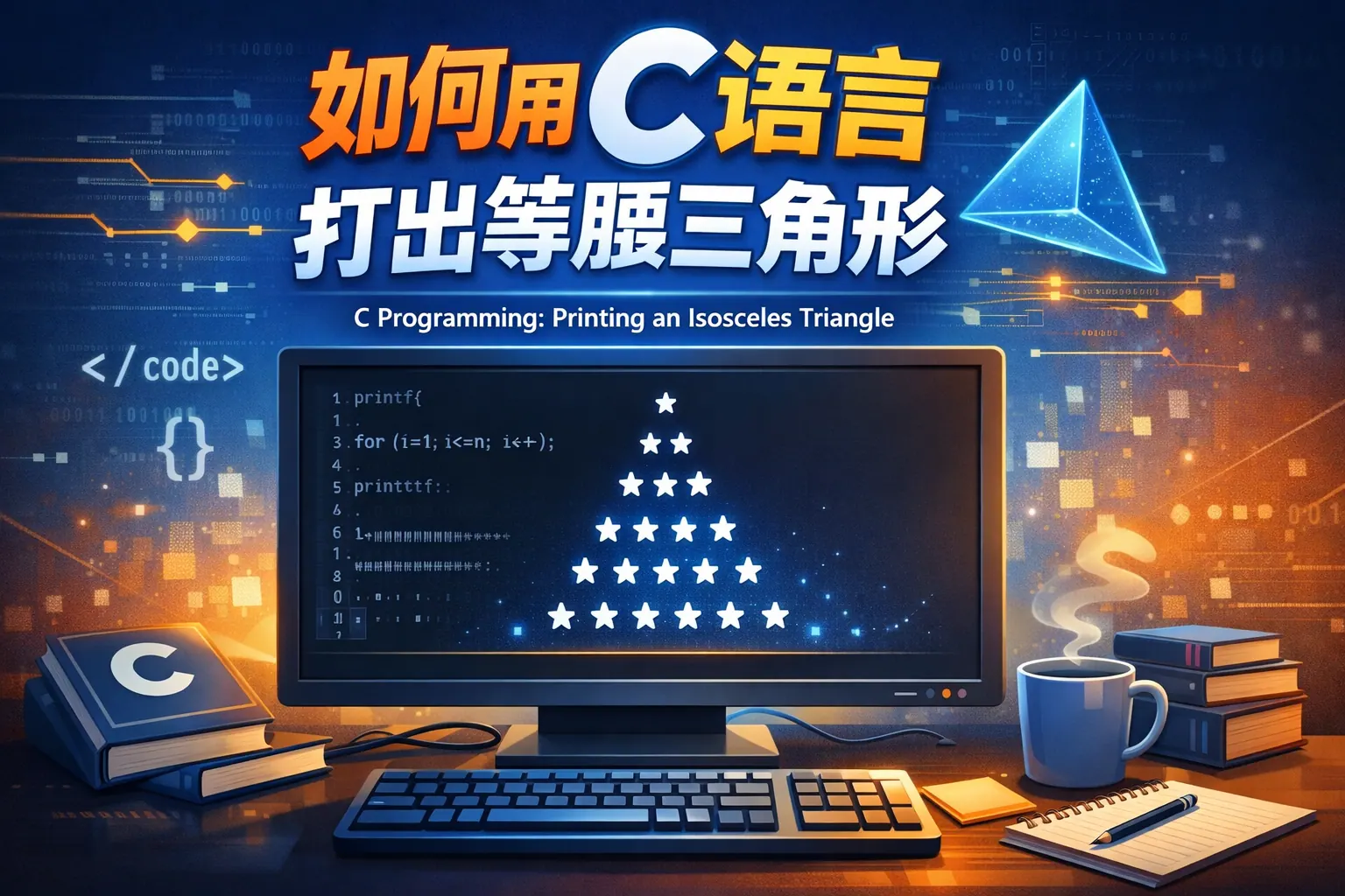 如何用c语言打出等腰三角形