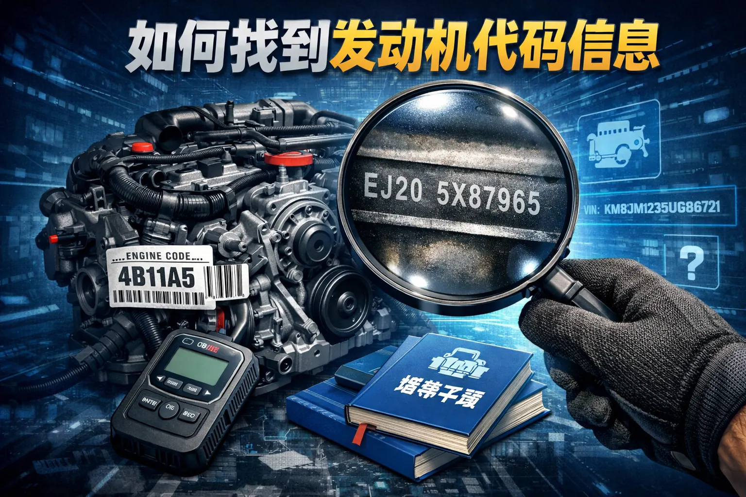 如何找到发动机代码信息