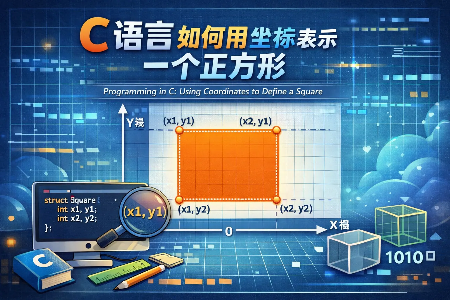 c语言如何用坐标表示一个正方形