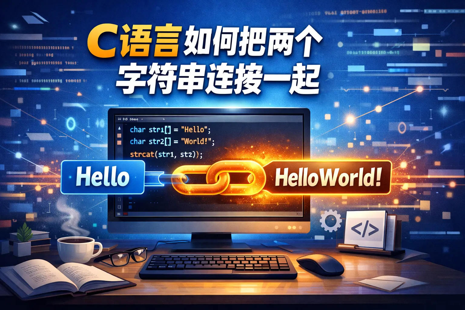 c语言如何把两个字符串连接一起