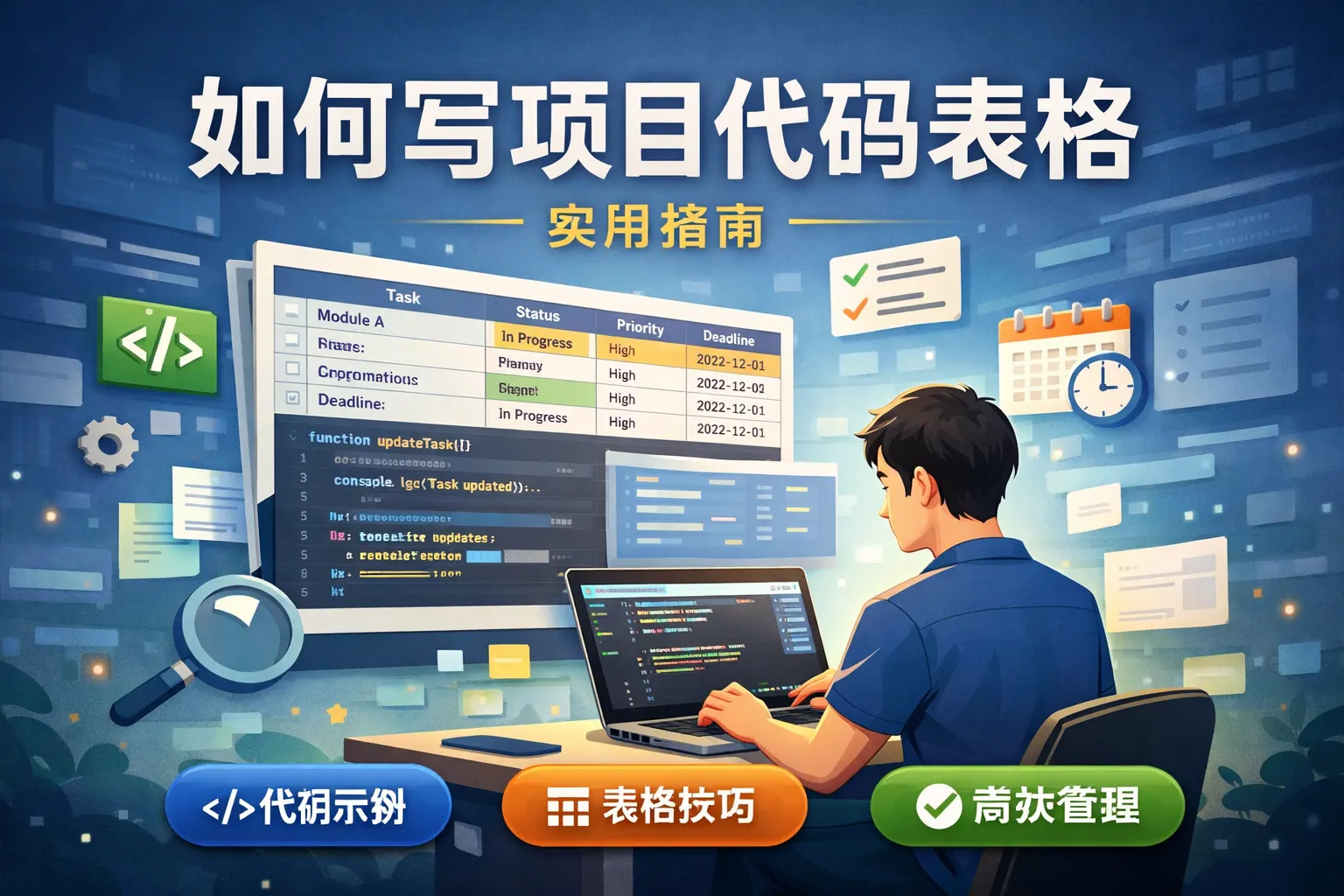 如何写项目代码表格