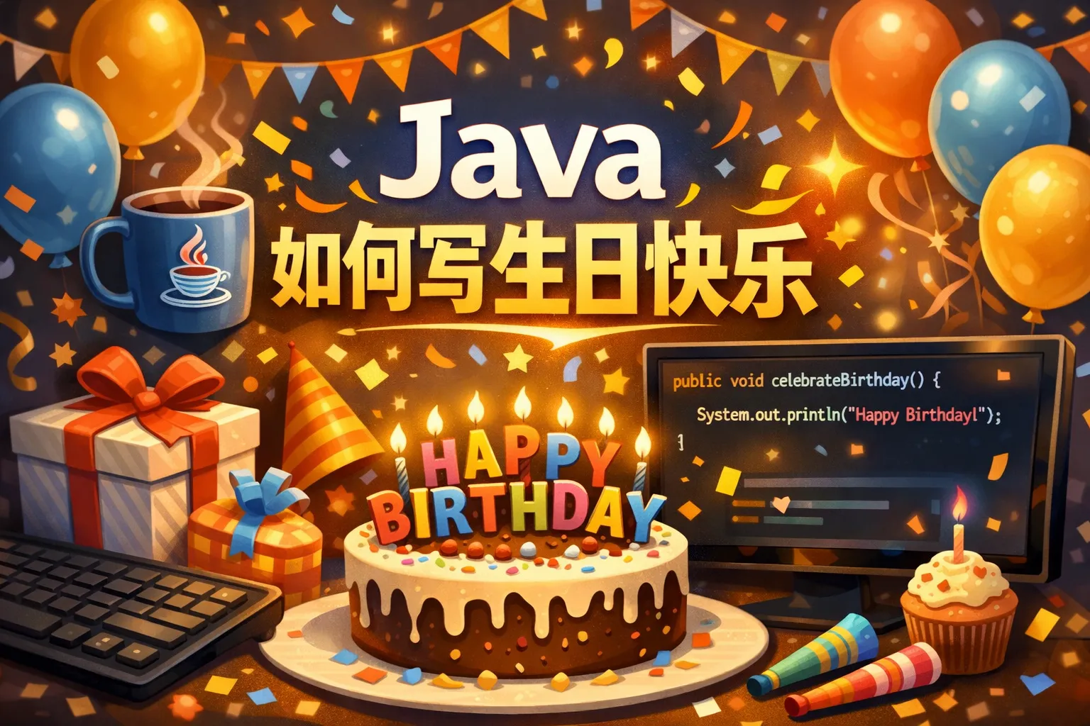 java如何写生日快乐