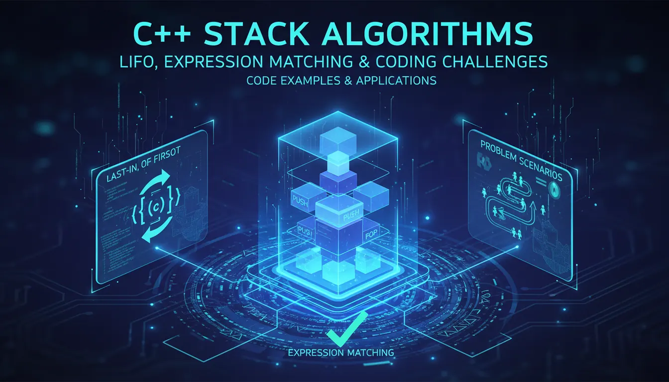 C++ stack 使用怎么和算法组合使用：后进先出、表达式匹配和题目场景的代码示例