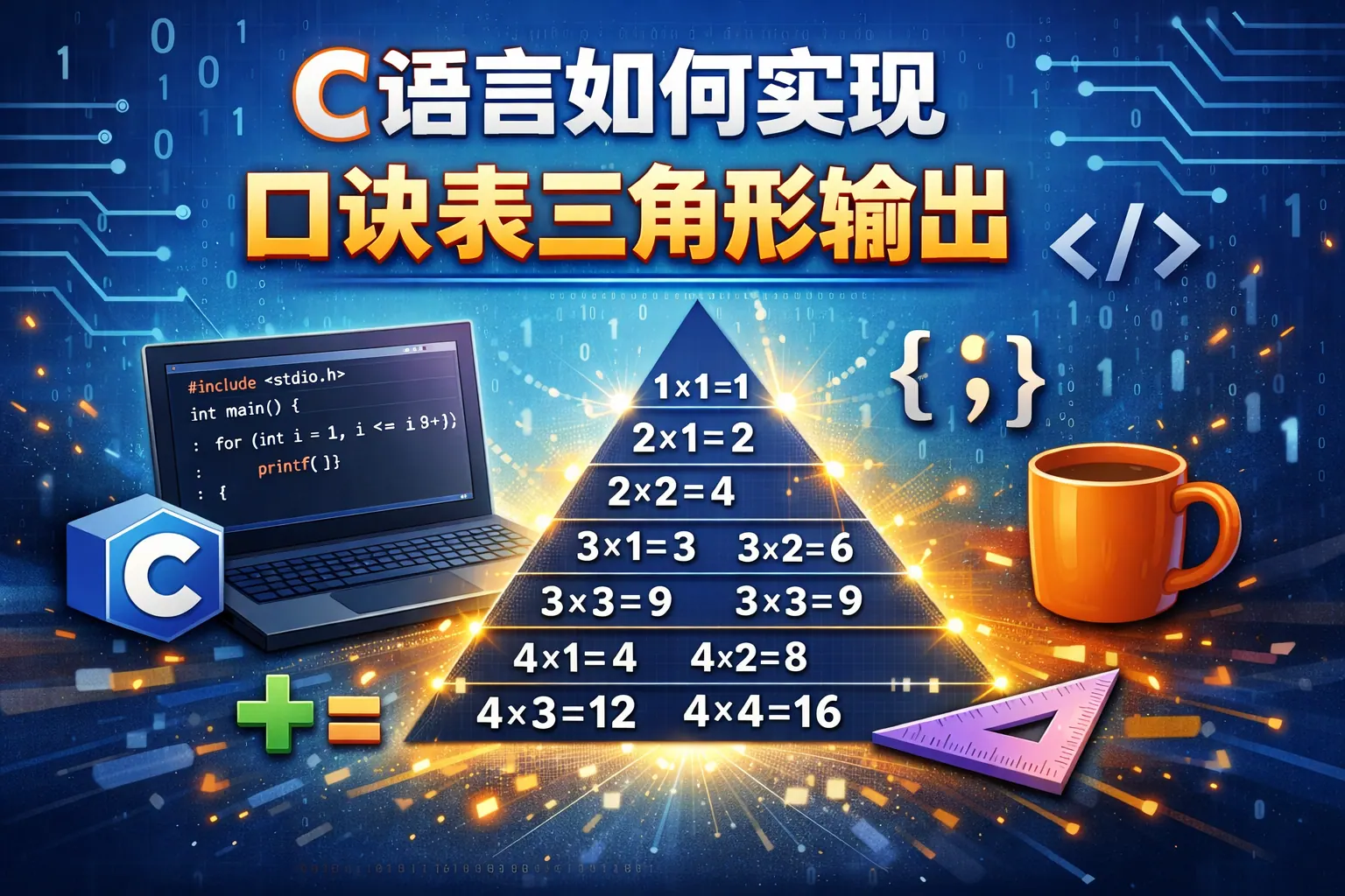 c语言如何实现口诀表三角形输出