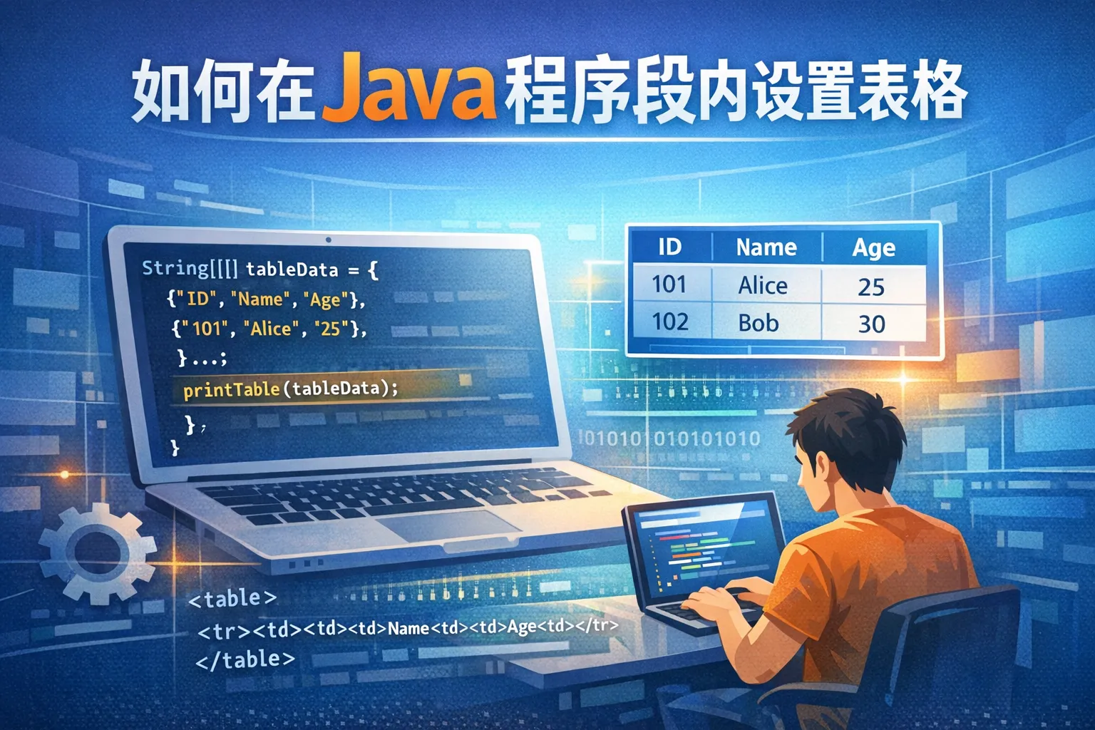 如何在java程序段内设置表格