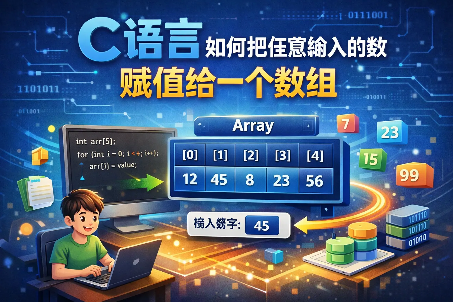 c语言如何把任意输入的数赋值给一个数组