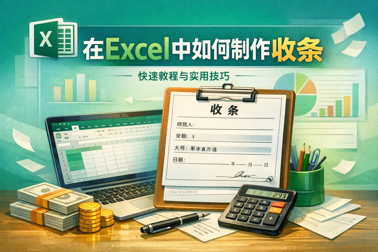 在excel中如何制作收条