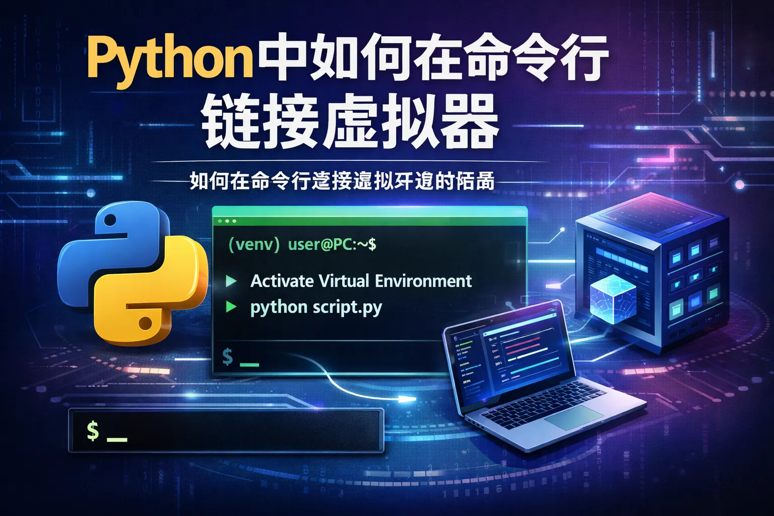 python中如何在命令行链接虚拟器