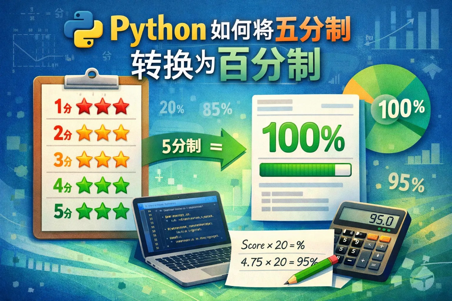 python如何将五分制转换为百分制