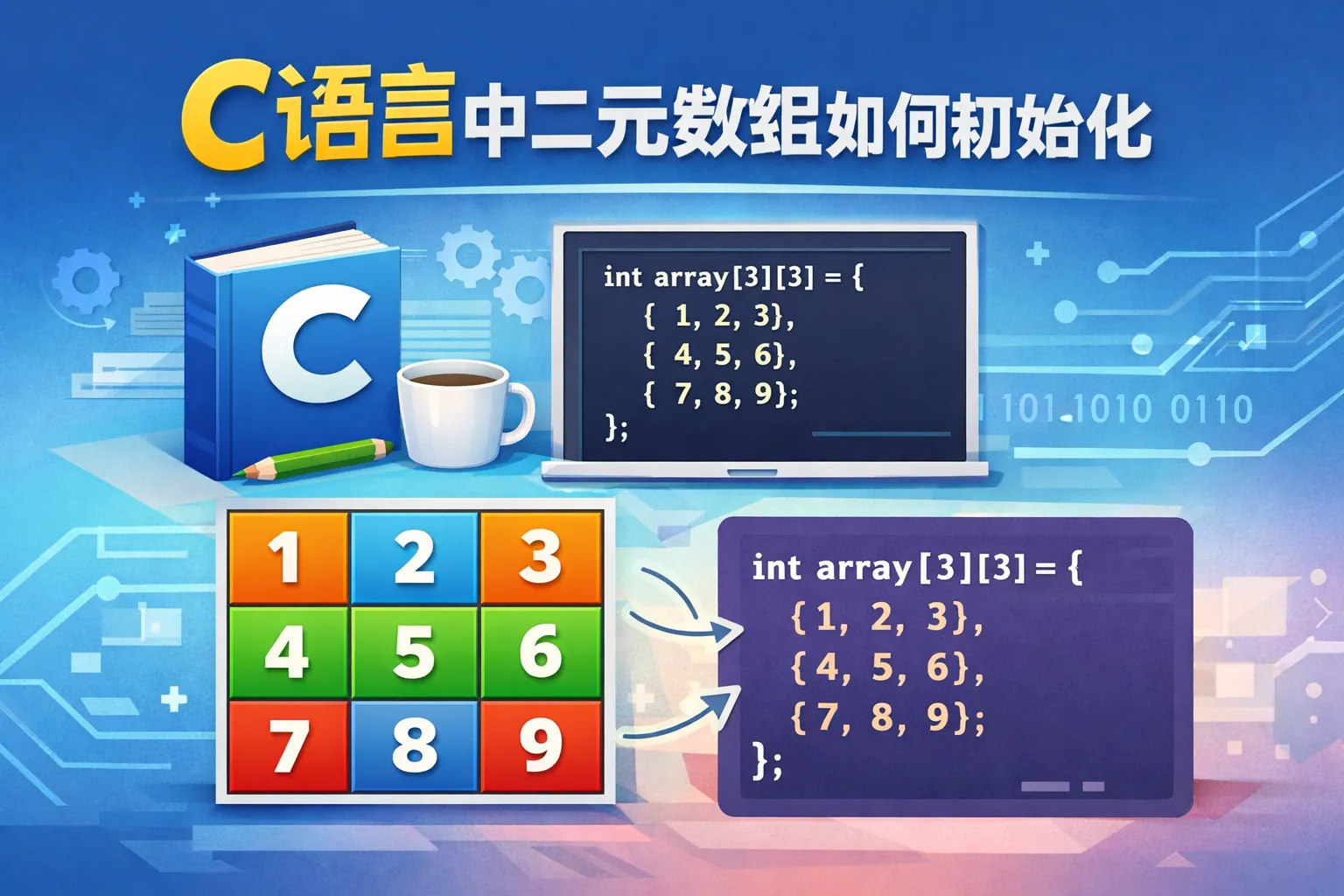 c语言中二元数组如何初始化
