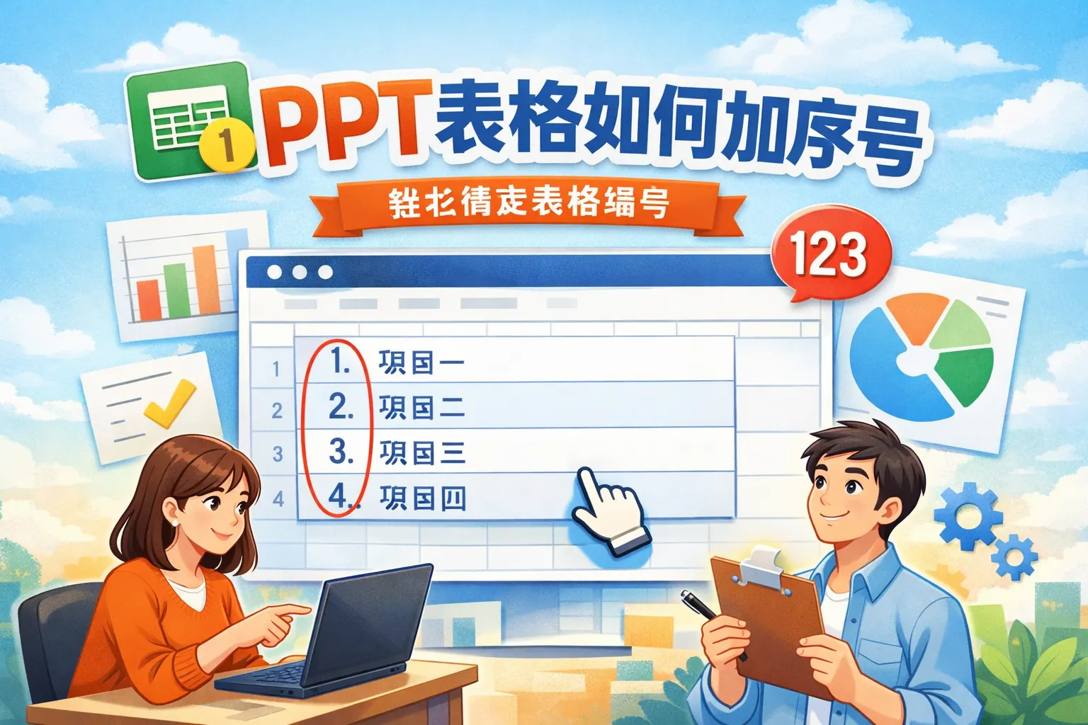 ppt表格如何加序号