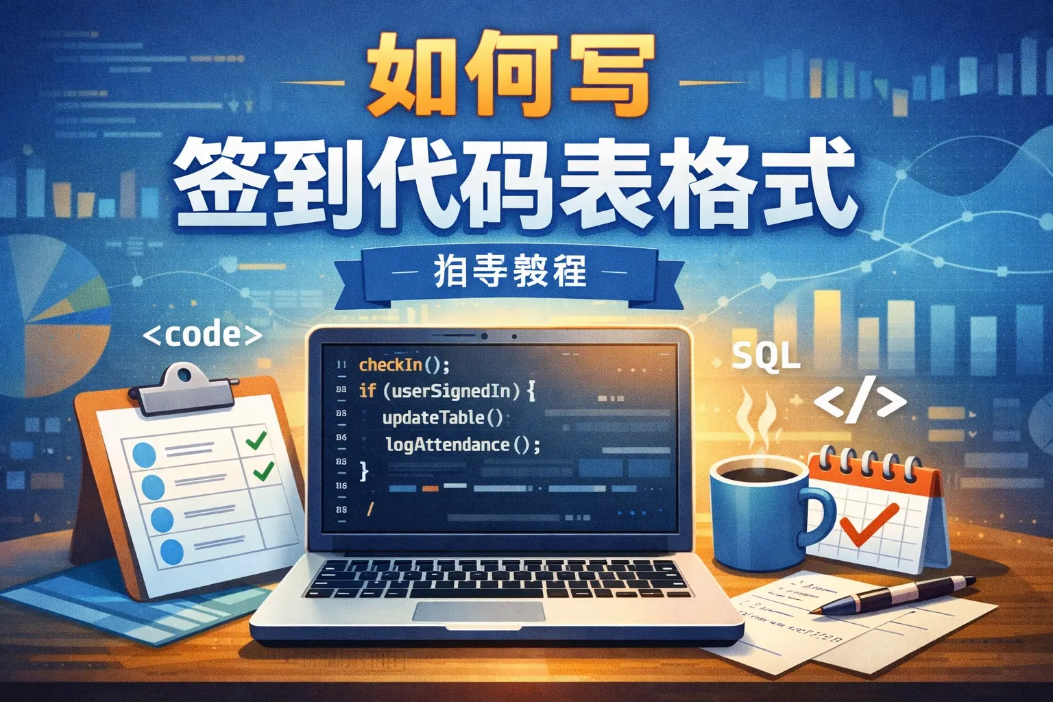 如何写签到代码表格式