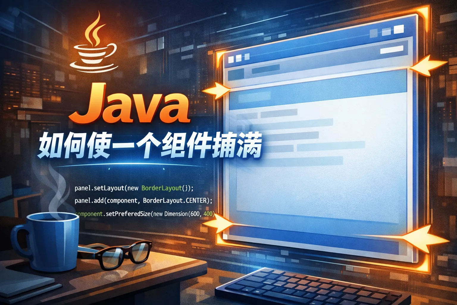 java如何使一个组件铺满