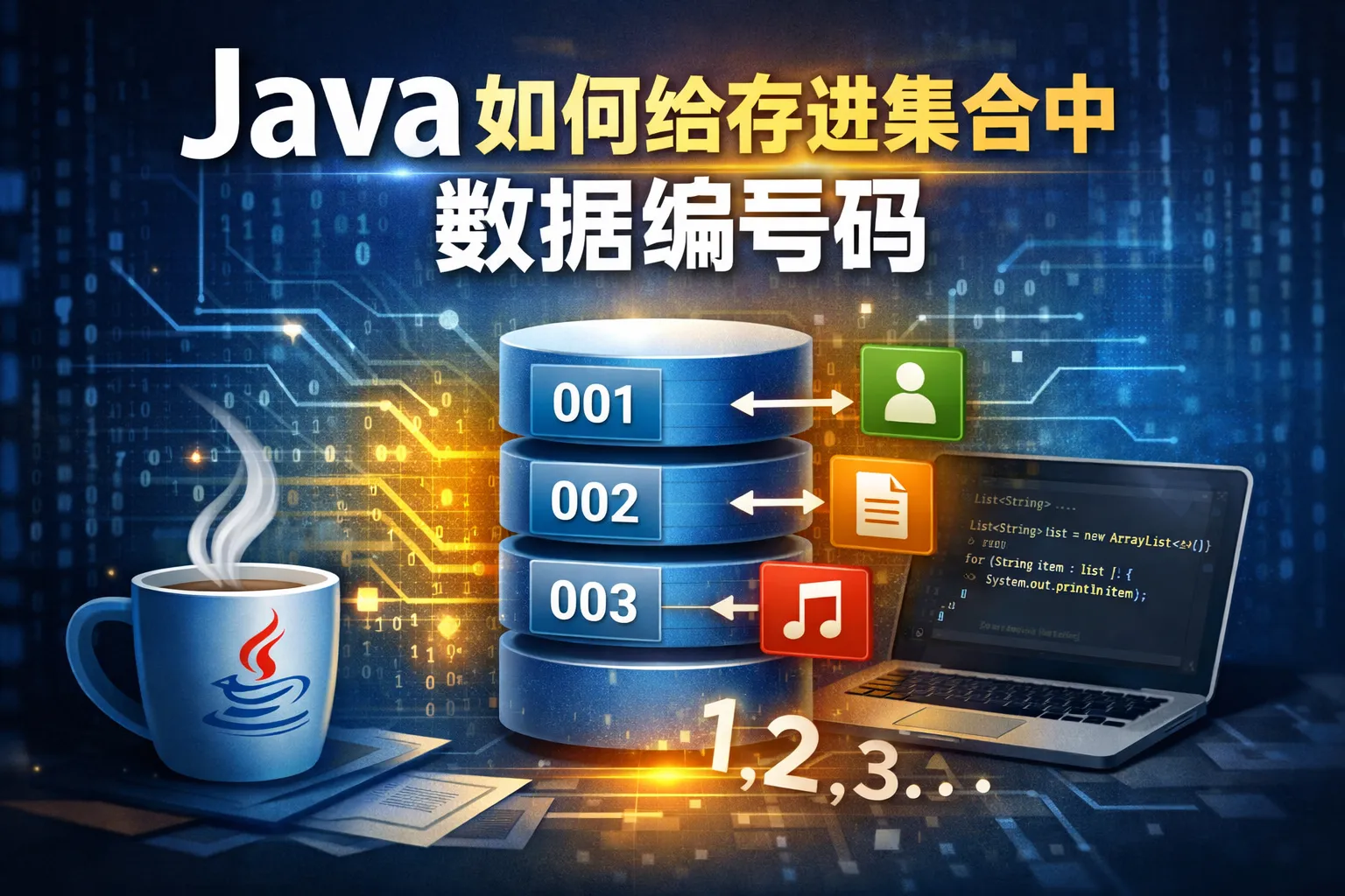 java如何给存进集合中数据编号码