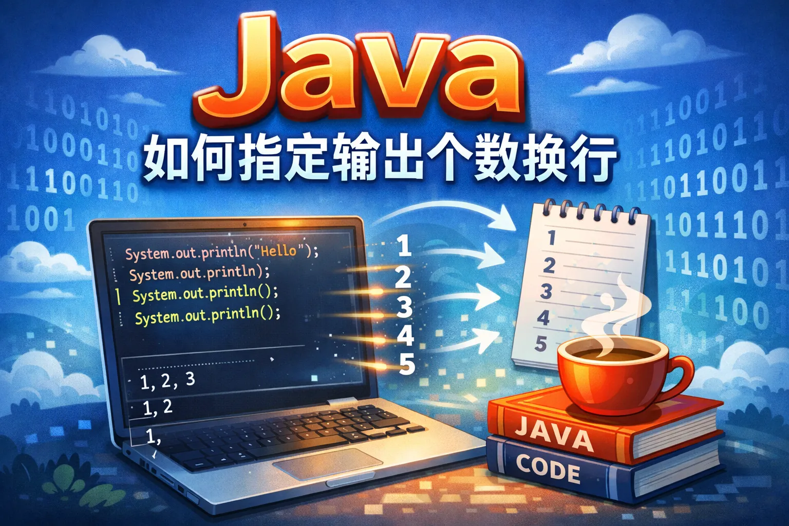 java如何指定输出个数换行