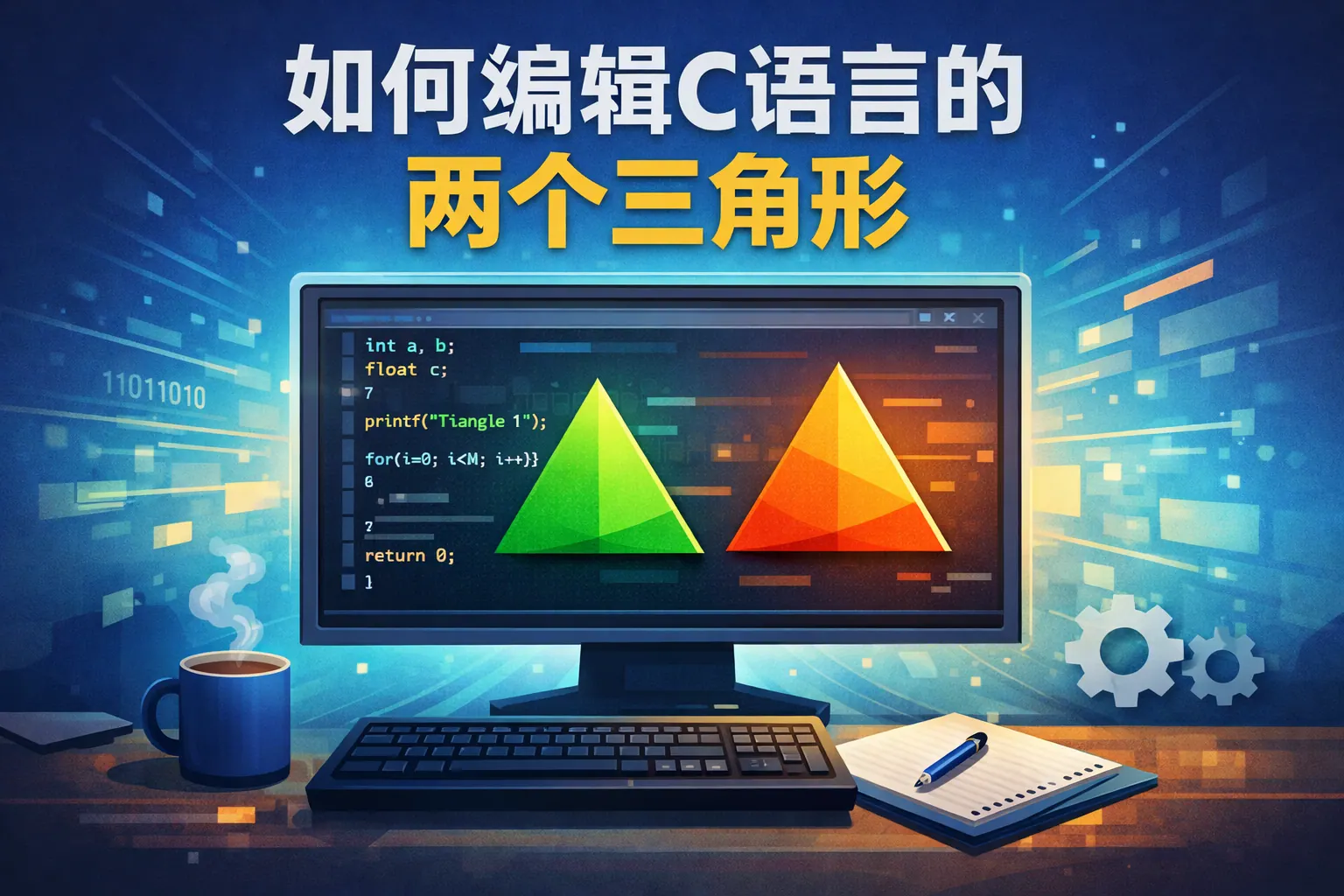 如何编辑c语言的两个三角形