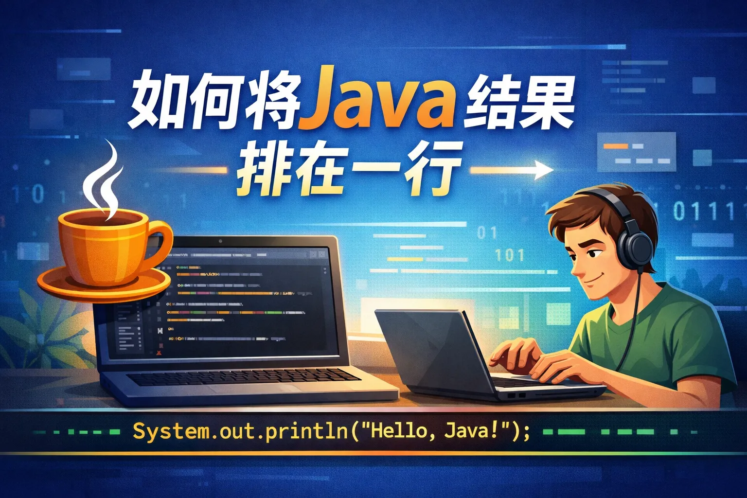 如何将java结果排在一行