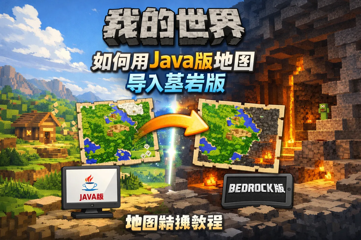 我的世界如何用java版地图导入基岩版