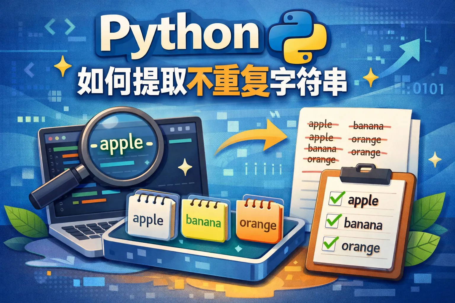 python如何提取不重复字符串