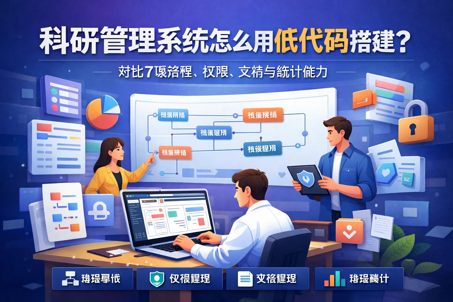 科研管理系统怎么用低代码搭建?对比7项流程、权限、文档与统计能力