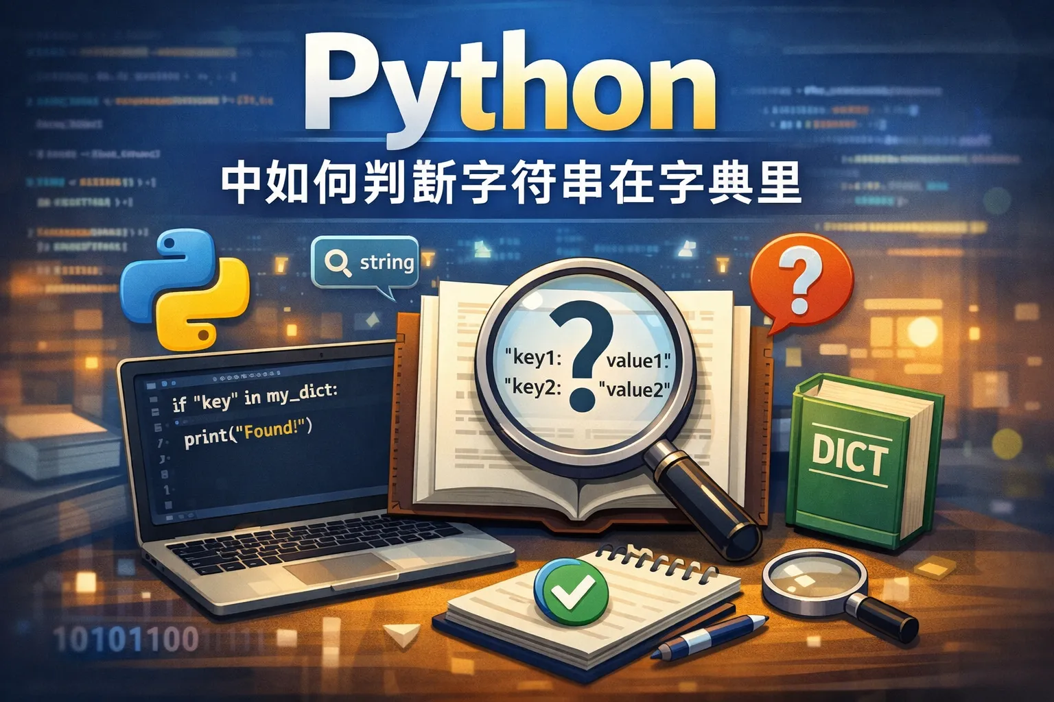 python中如何判断字符串在字典里