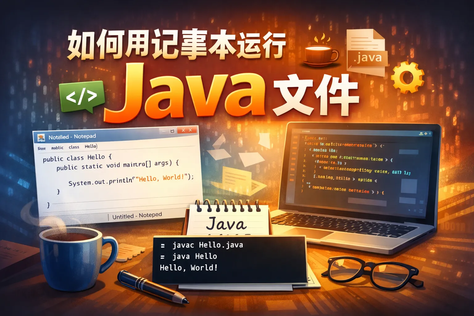 如何用记事本运行java文件