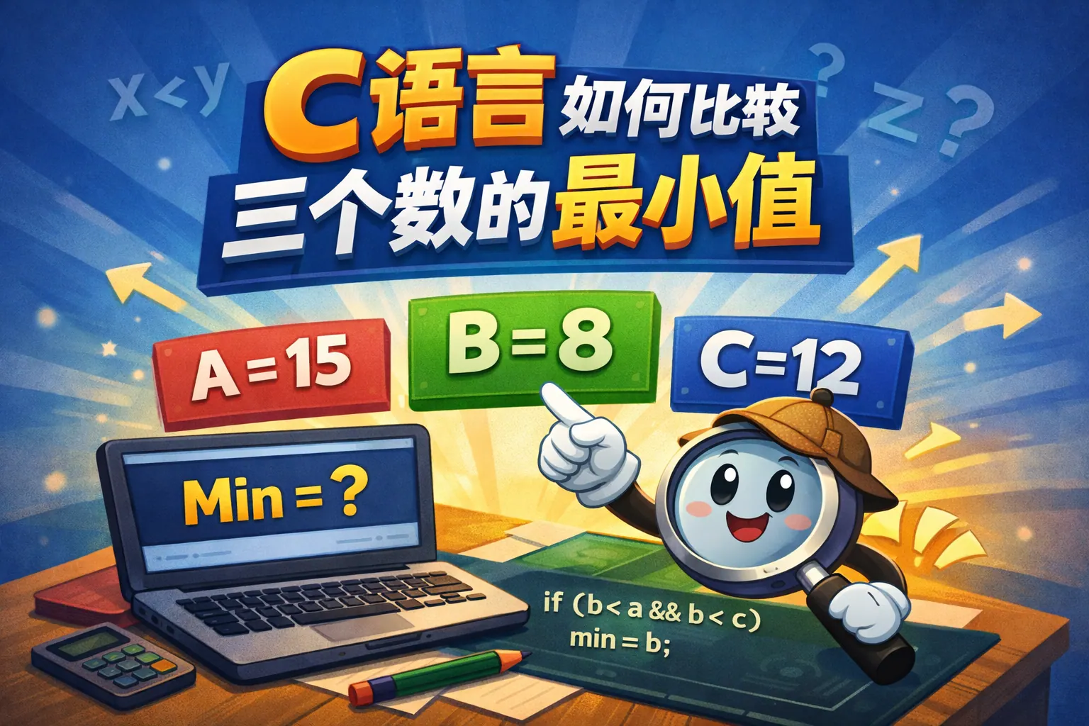 c语言如何比较三个数的最小值
