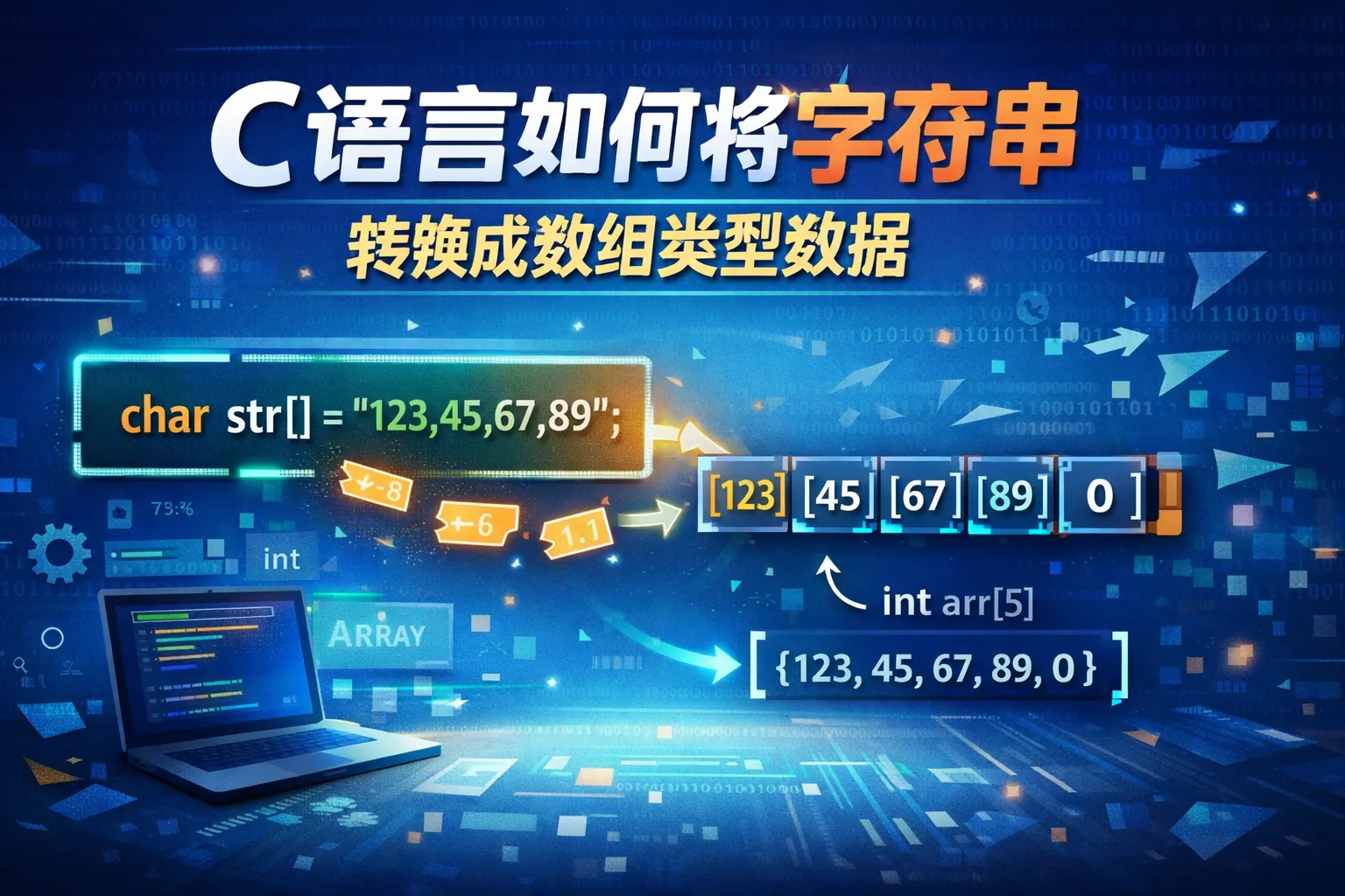 c语言如何将字符串转换成数组类型数据