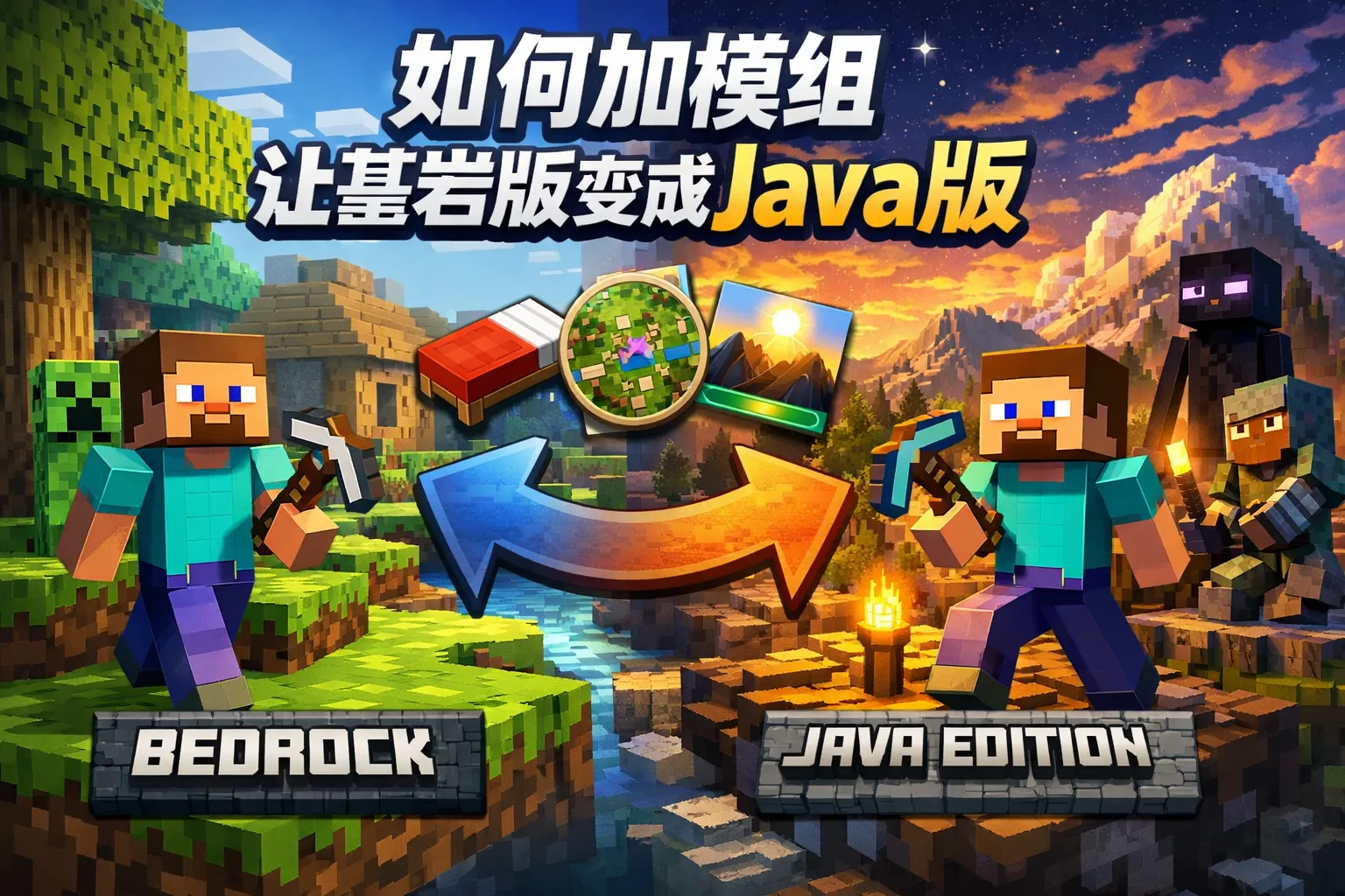 如何加模组让基岩版变成java