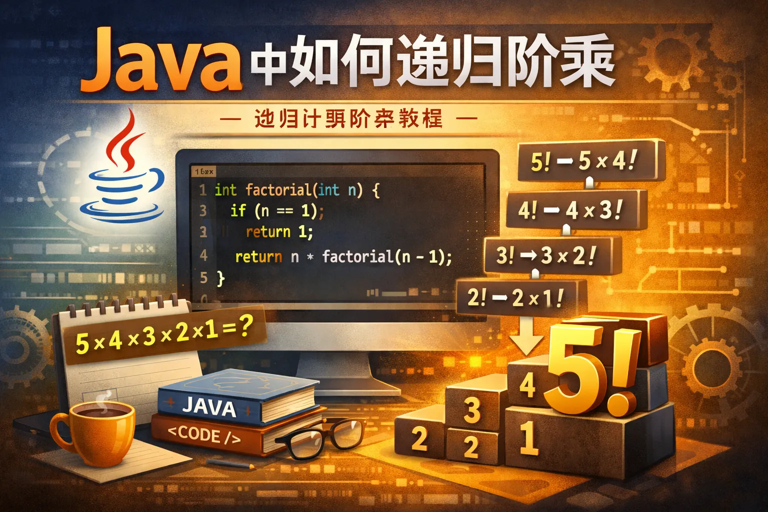 java中如何递归阶乘