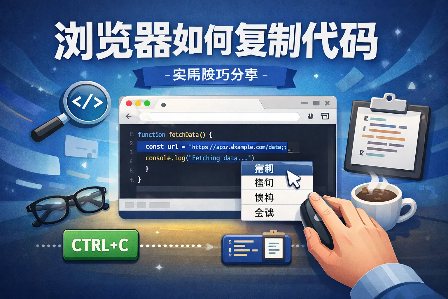 浏览器如何复制代码