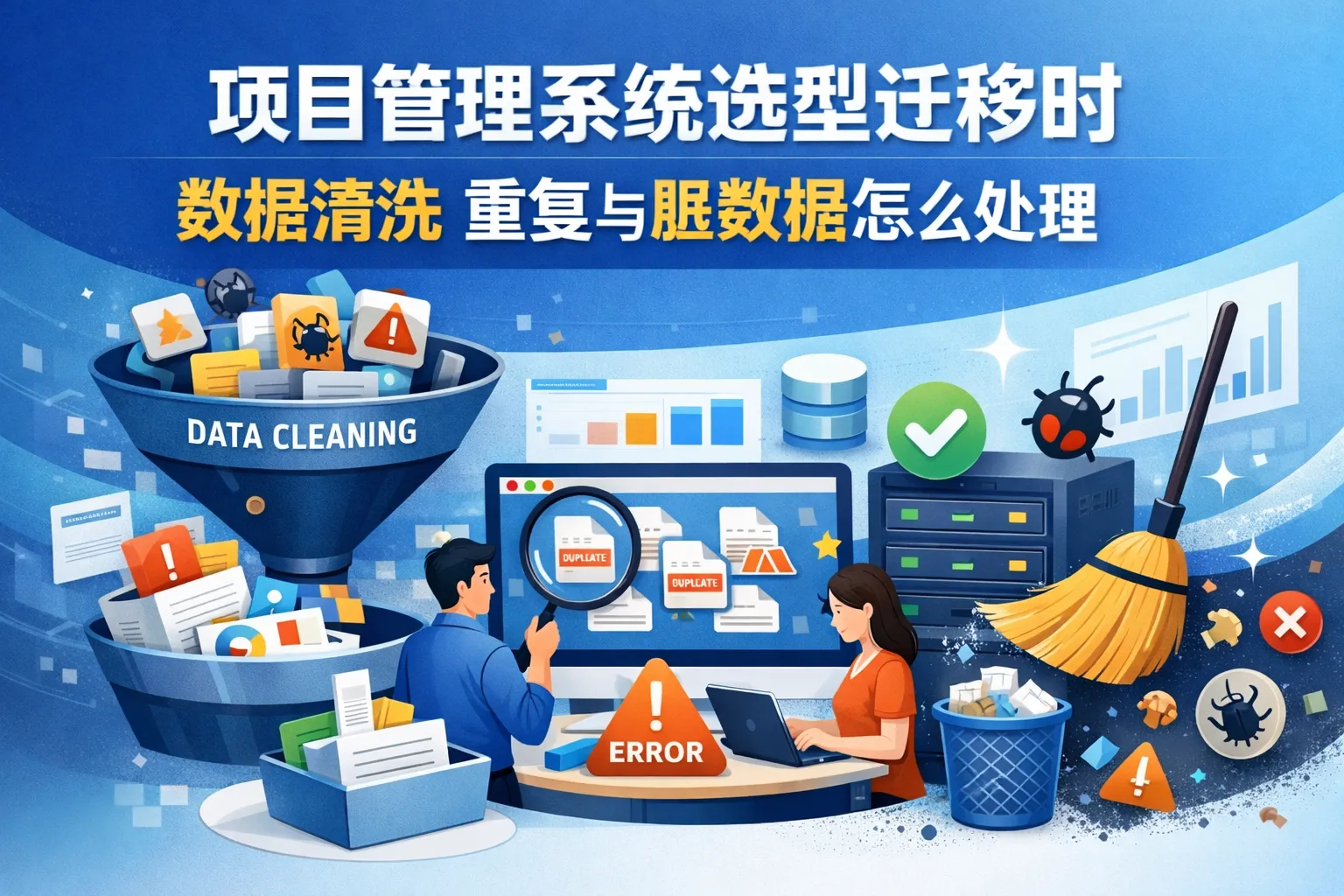 项目管理系统选型迁移时数据清洗重复与脏数据怎么处理