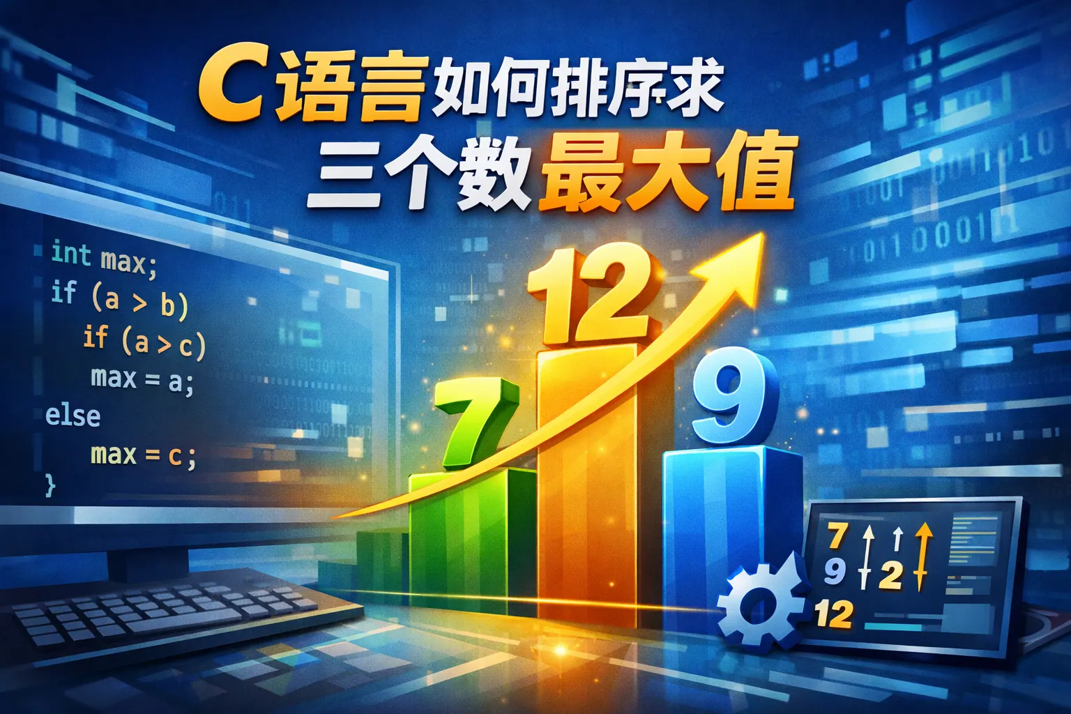 c语言如何排序求三个数最大值