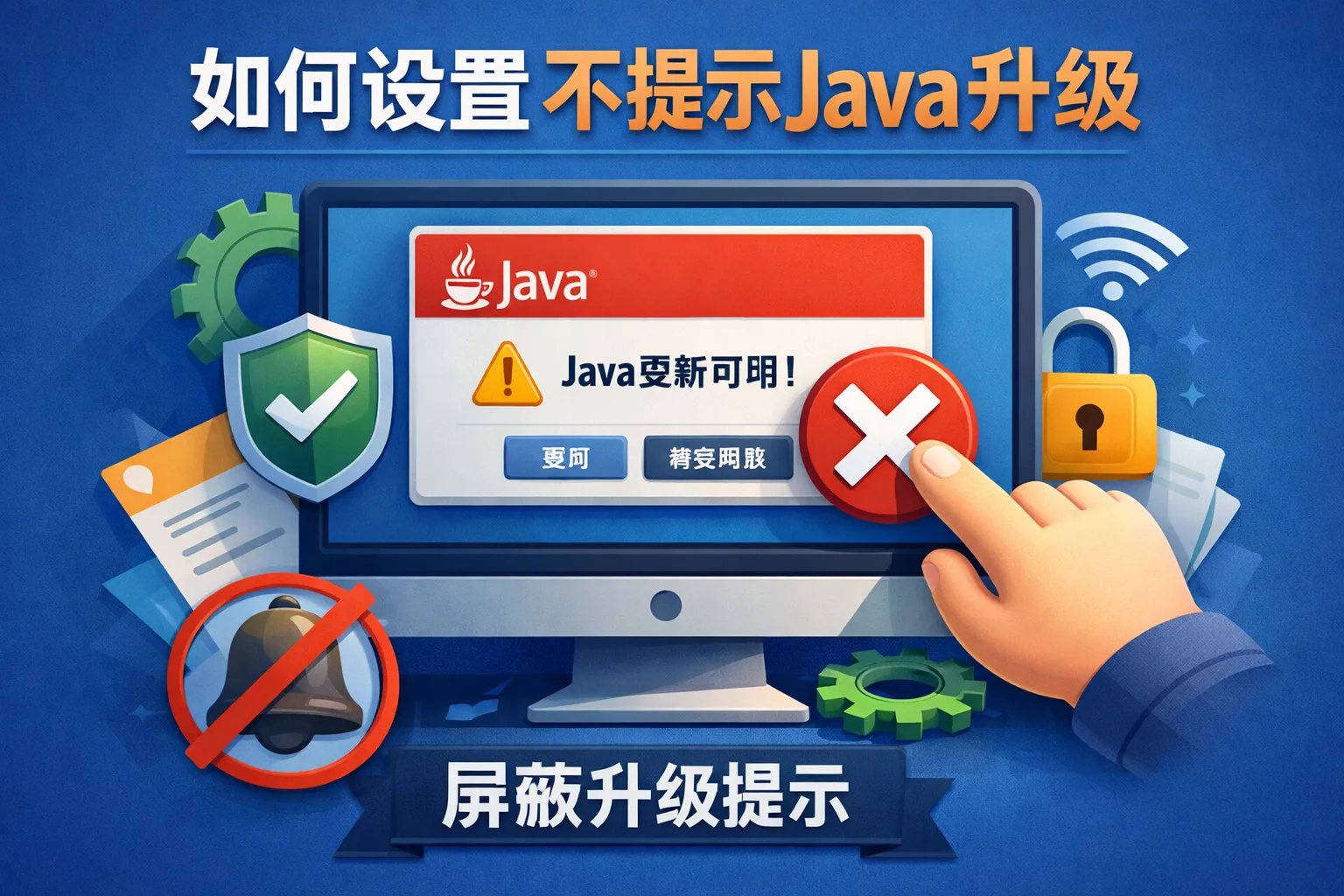 如何设置不提示java升级