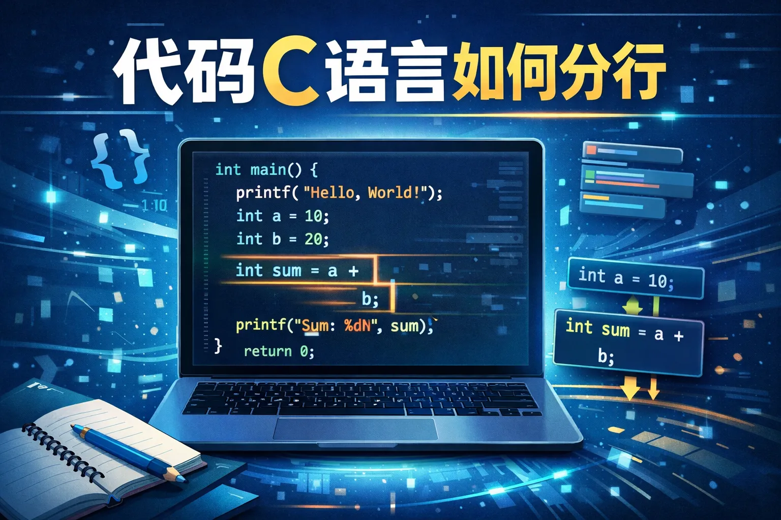 代码c语言如何分行