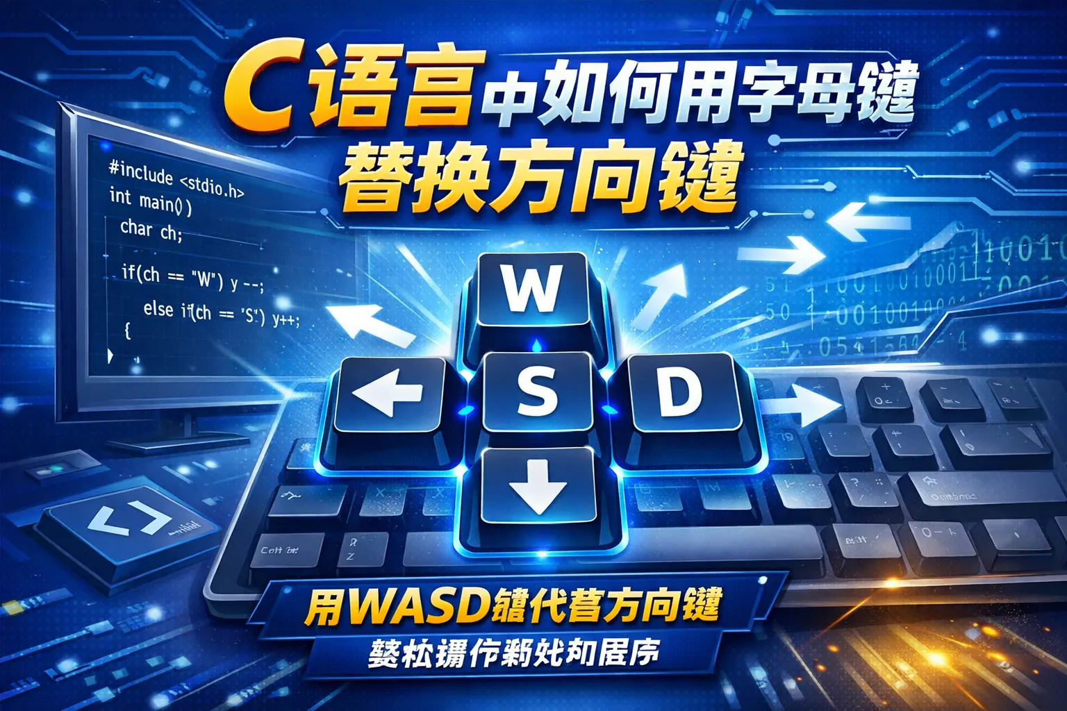 c语言中如何用字母键替换方向键