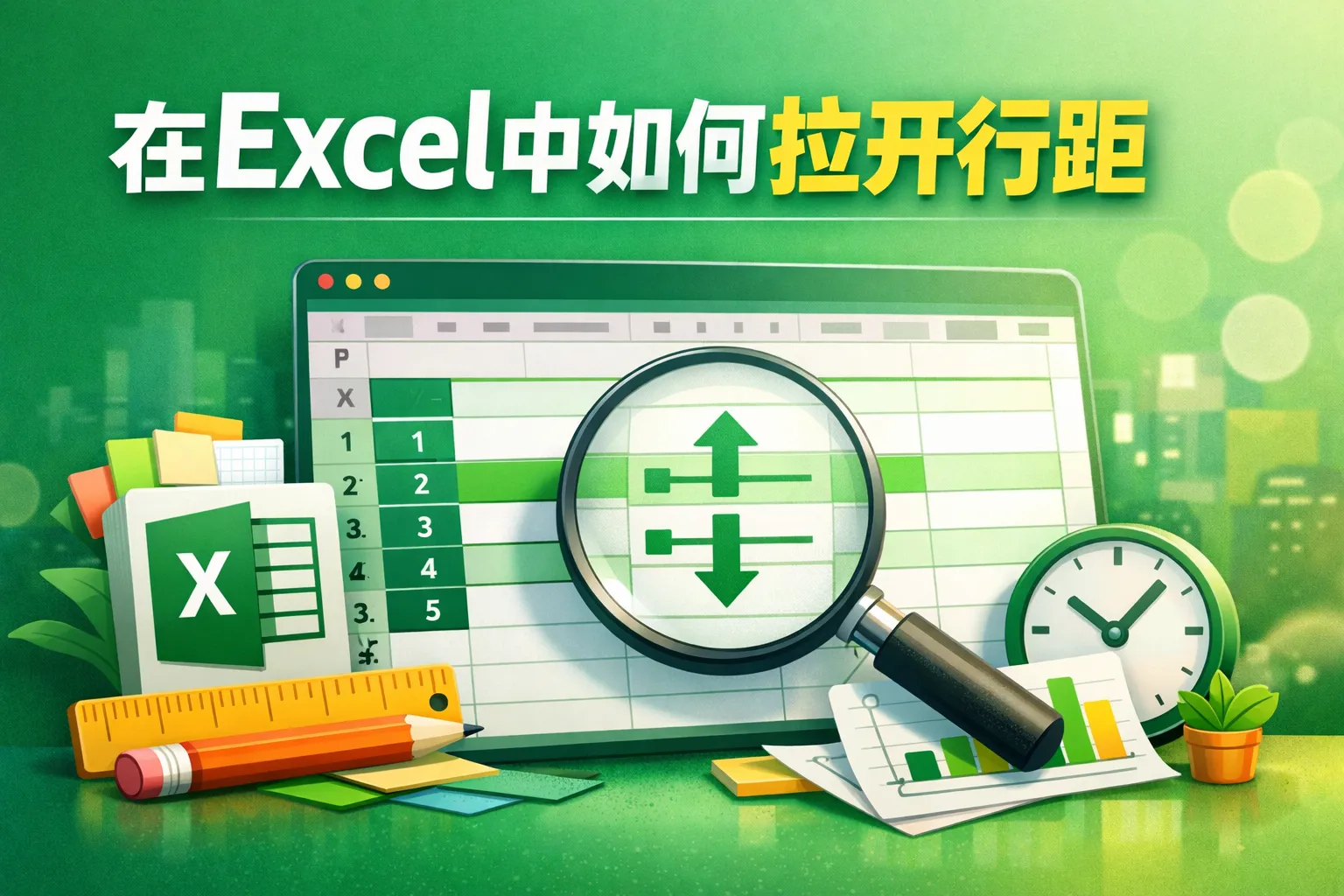 在excel中如何拉开行距