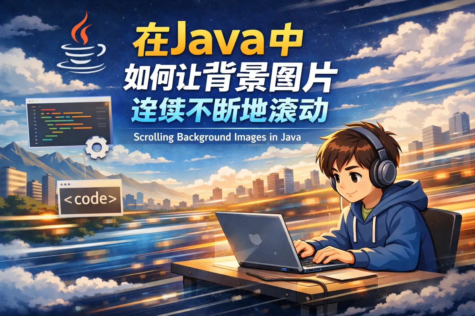 在java中如何让背景图片连续不断地滚动