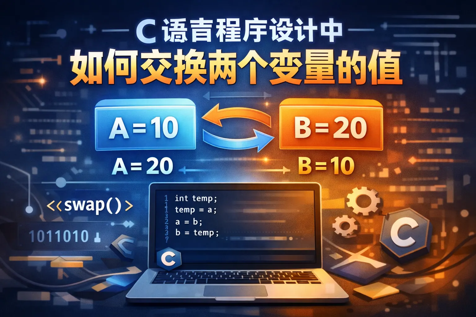 c语言程序设计中如何交换两个变量的值