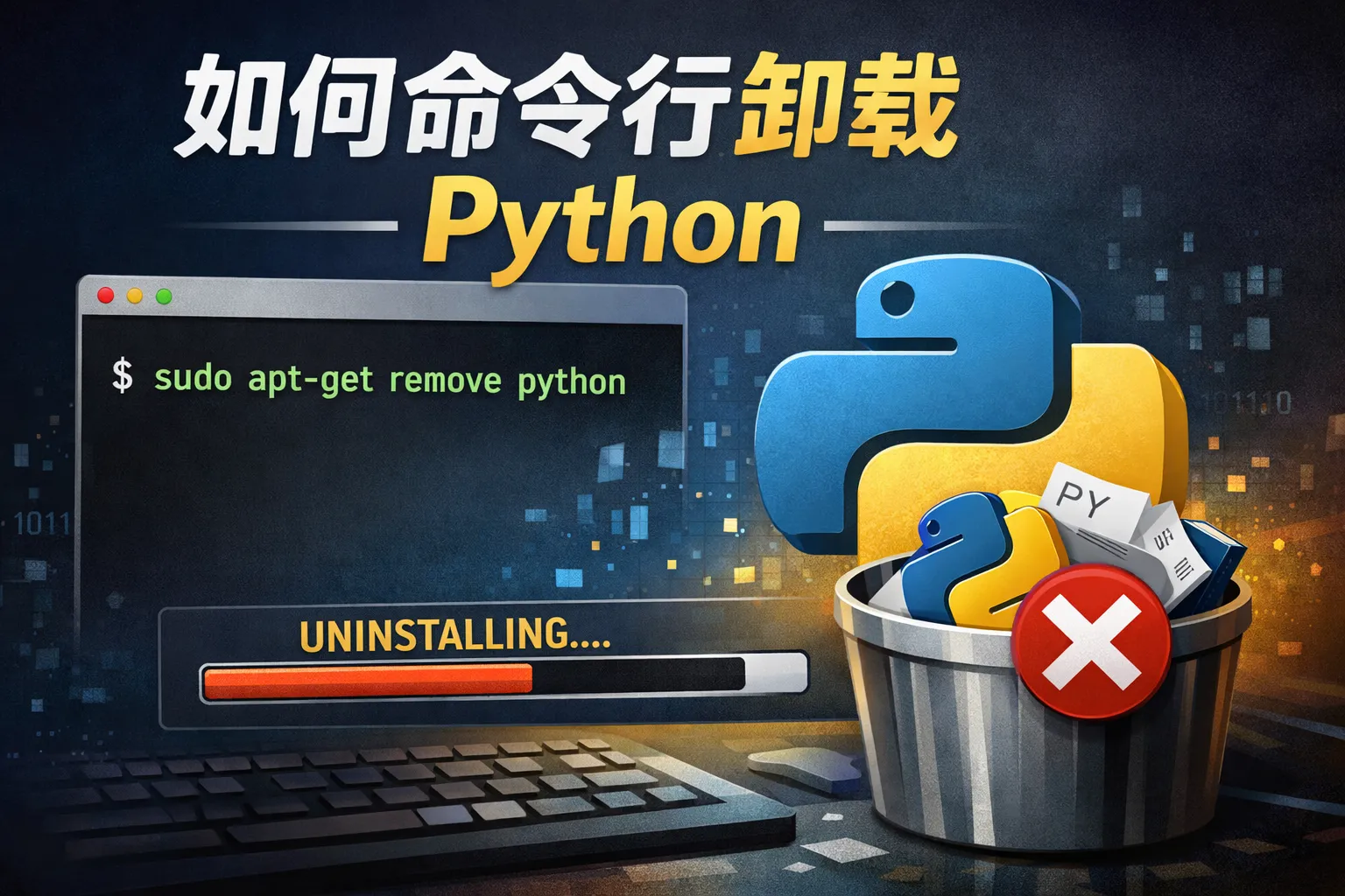 如何命令行卸载python