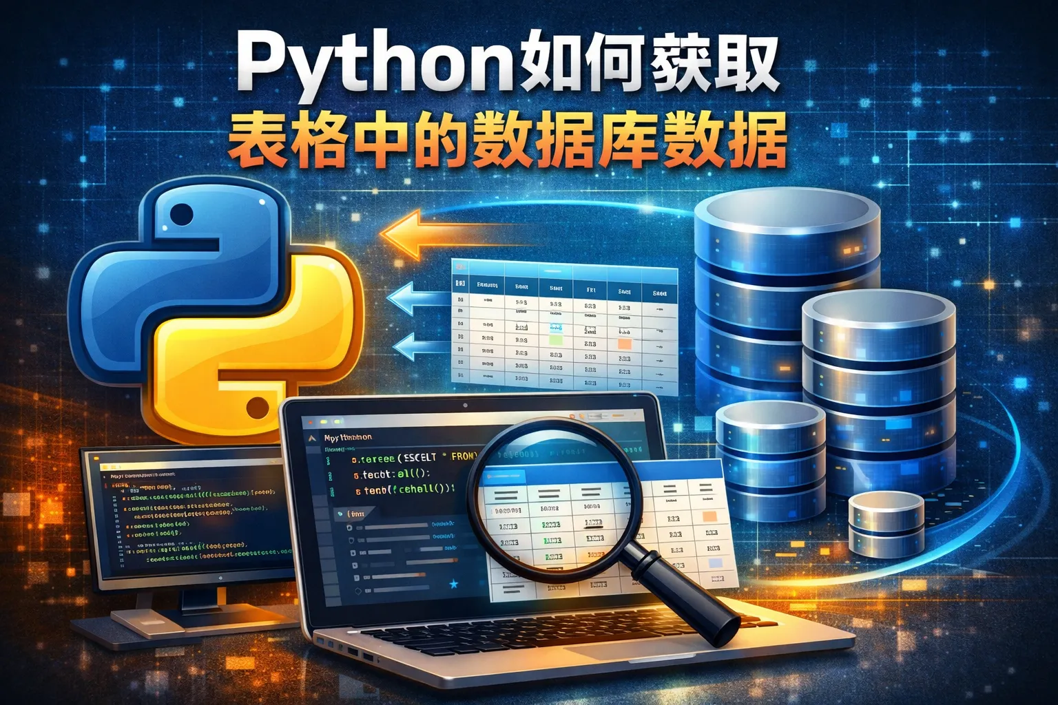 python如何获取表格中的数据库数据